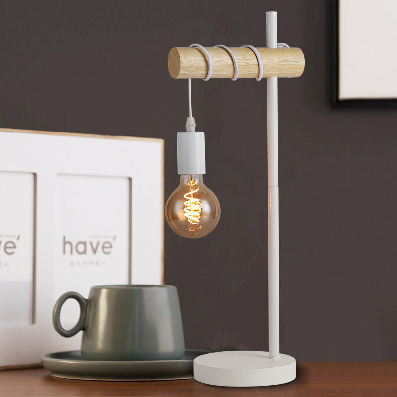Vintage Creative Metal Tube Wooden 1-Light Table Lamp
