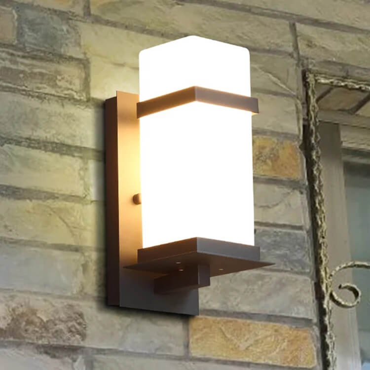 Modern Chinese Square Outdoor Waterproof 1-Light Wall Sconce Lamp