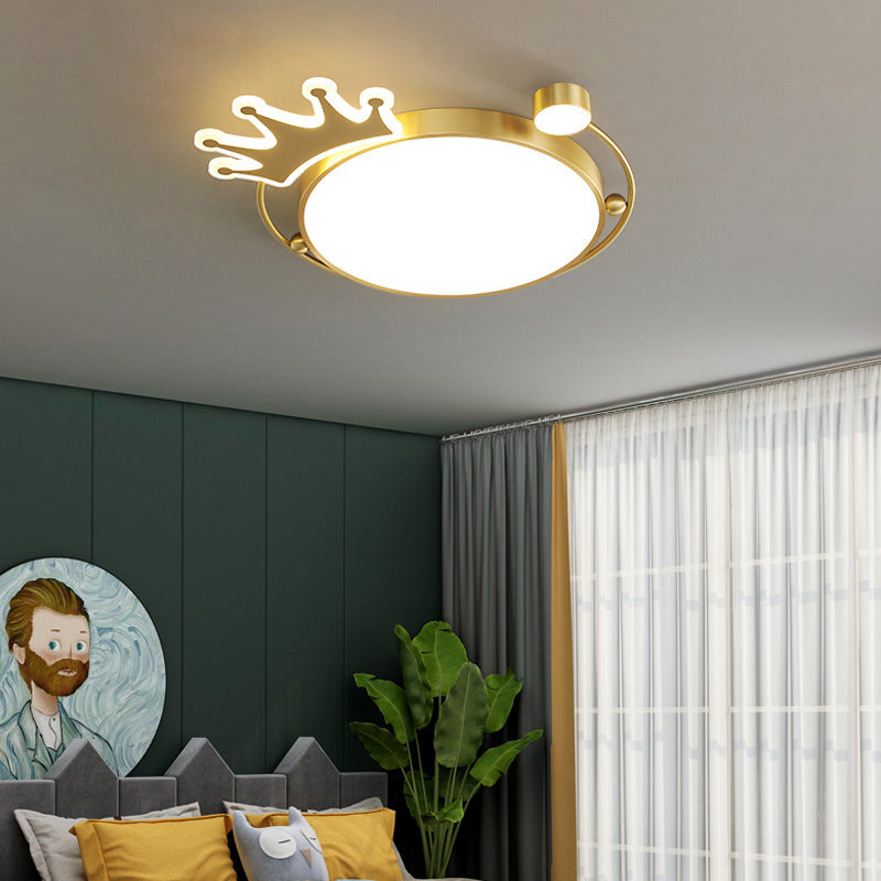 Nordic Creative Crown Brass LED Flush Mount Ceiling Light