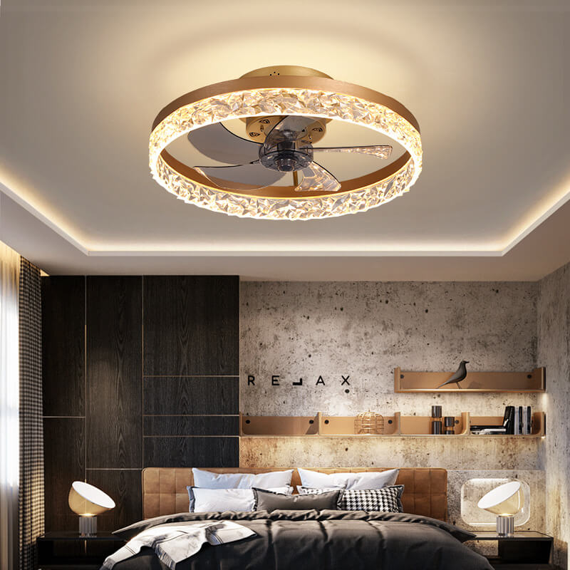 Modern Circle Ring LED Semi-Flush Mount Ceiling Fan Light