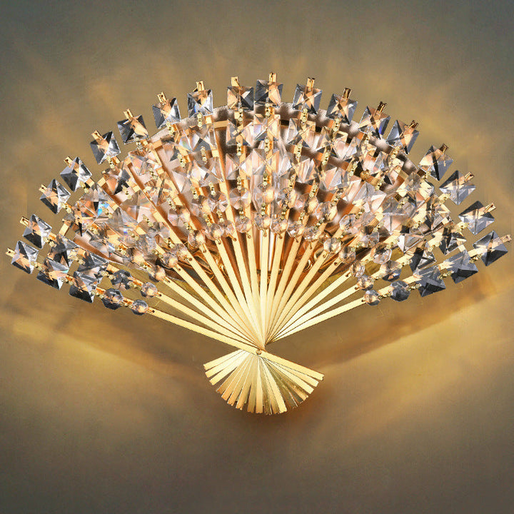 Moderna Lámpara Aplique de Pared de Lujo con Forma de Ventilador de Cristal de 3 Luces 