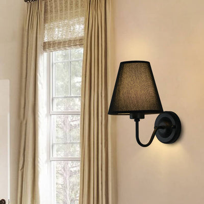 Modern Fabric Bell Shade Bend Arm 1-Light Wall Sconce Lamp