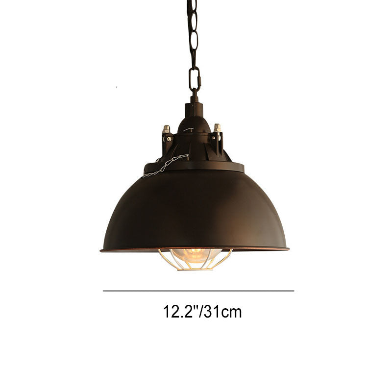 Industrial Retro Black Pot Lid Iron 1-Light Pendant Light