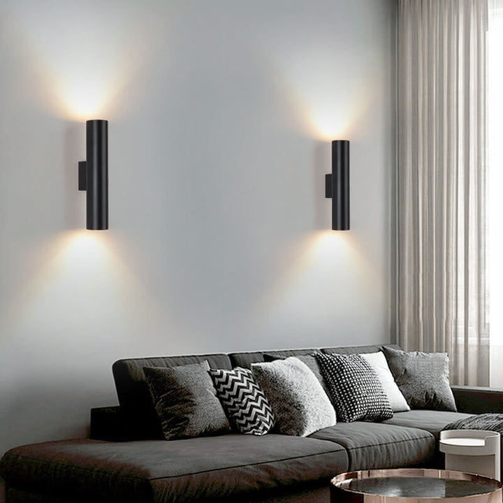 Modern Minimalist Round Aluminum Cylindrical 2-Light Wall Sconce Lamp For Bedroom