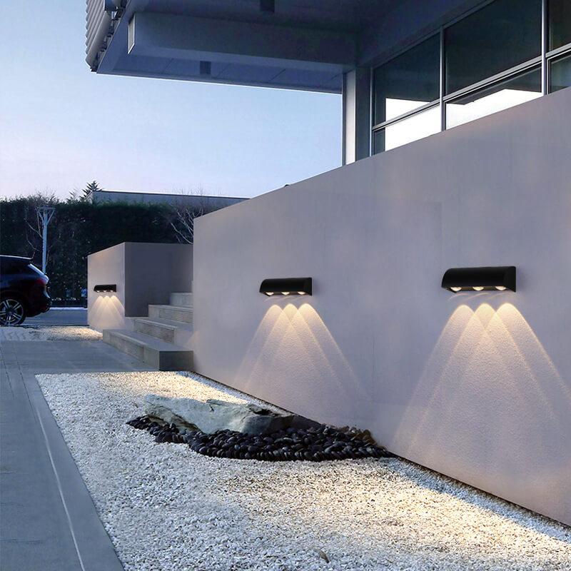 Moderne zylindrische 3-Licht-LED-Außenwandleuchte aus Aluminium 