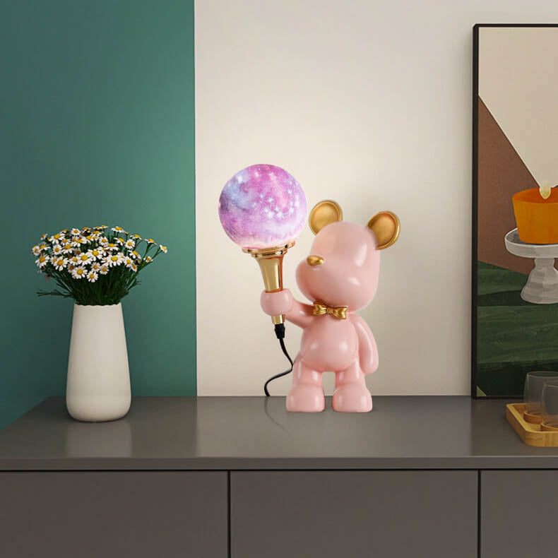 Creative Cartoon Bear Resin 1-Light Night Light Table Lamp