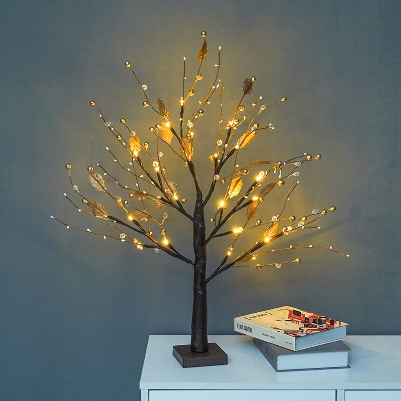 Red Fruits Pine Tree Light Small Led Battery Decoration Table Lamp
