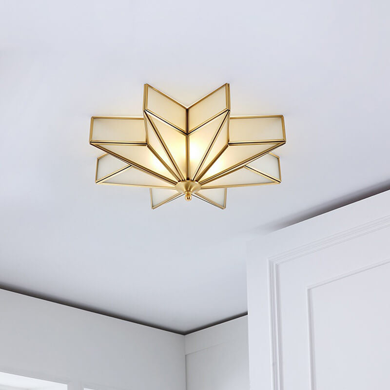 Modern Luxury Brass Pentagram 4-Light Flush Mount Ceiling Light