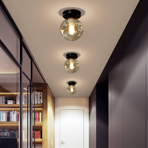 Nordic Glass Orb 1-Light LED Semi-Flush Mount Ceiling Light