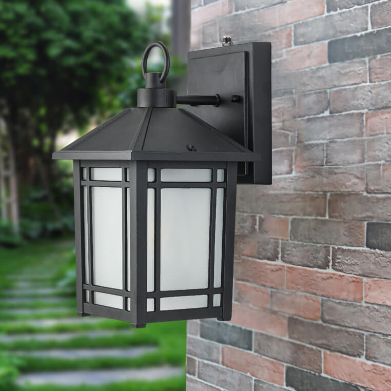 Simple Square Lantern Outdoor Waterproof 1-Light Wall Sconce Lamp