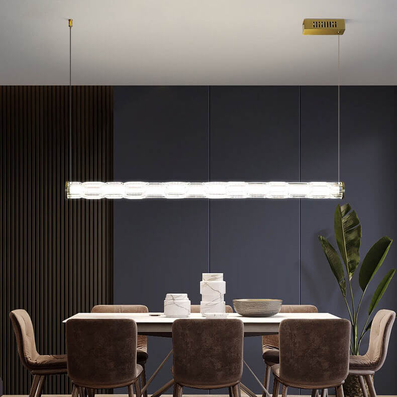 Modern Textured Glass Long Bar 1-Light LED Chandelier