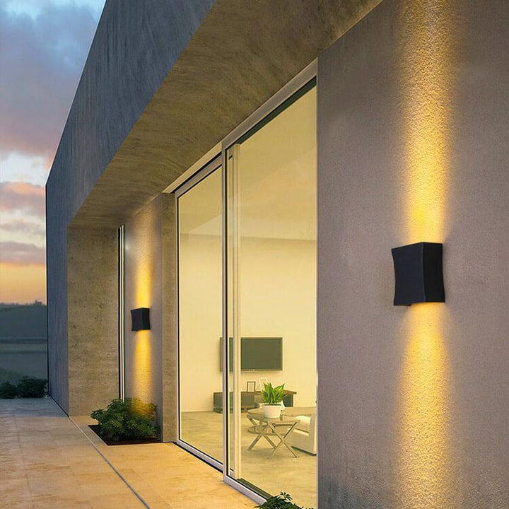 Moderne quadratische Aluminium-LED-Außenwandleuchte, wasserdicht 