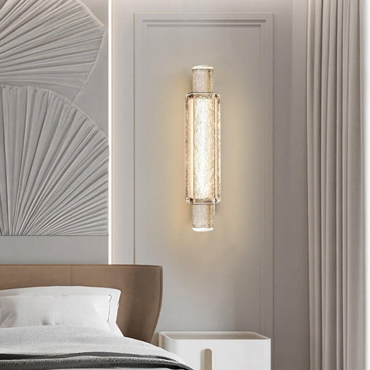 Applique murale LED à 1 lumière en verre cylindrique à bulles de luxe moderne 