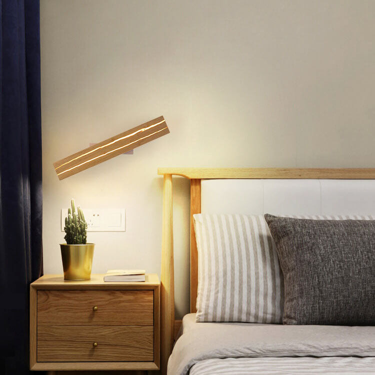 Lámpara Aplique de Pared LED Rectangular de Madera Craquelada Creativa Moderna 