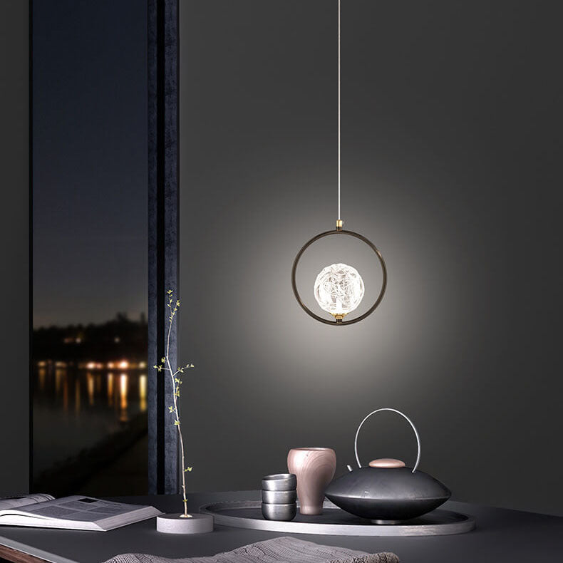 Simplicity Textured Crystal Glass Ball 1-Light LED Pendant Light
