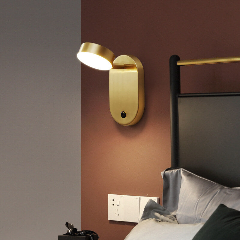 Minimalist Copper Cylinder 1-Light LED Wall Sconce Lamp