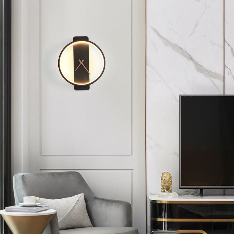 Modern Minimalist Clock Shaped 1-Light LED Wall Sconce Lamp