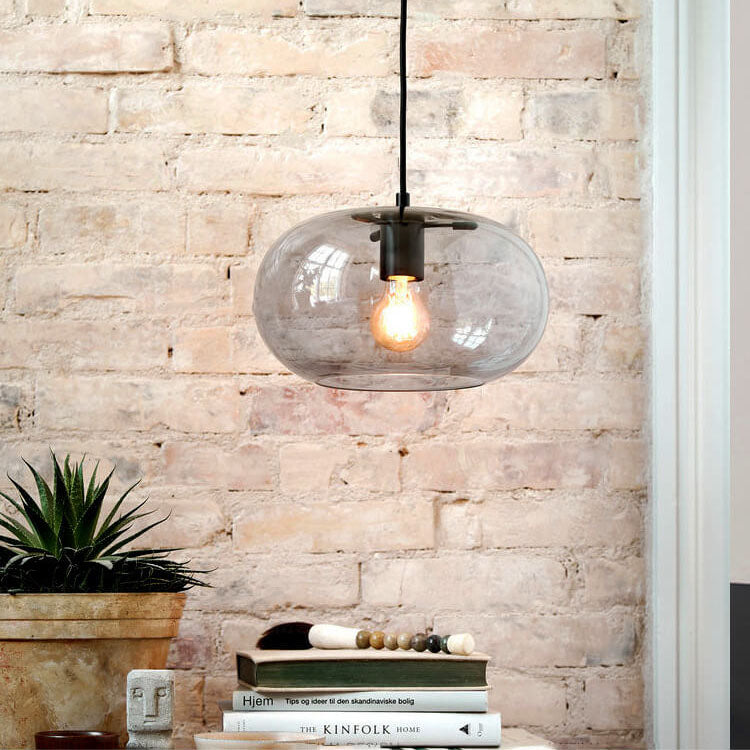 Nordic Color Glass Oval Dome 1-Light Pendant Light