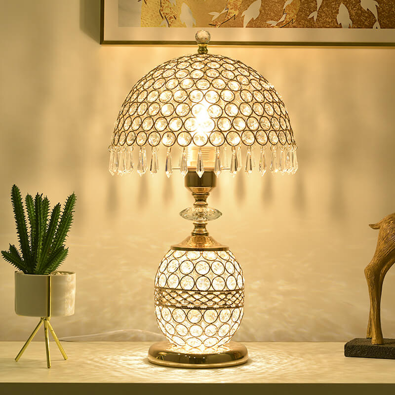 Lámpara de Mesa de 1 Luz con Pantalla en Forma de Cúpula de Cristal de Lujo Moderno 