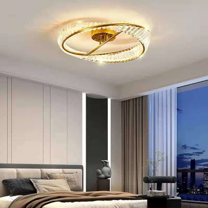 Post-modern Crystal Round LED Semi-Flush Mount Ceiling Light