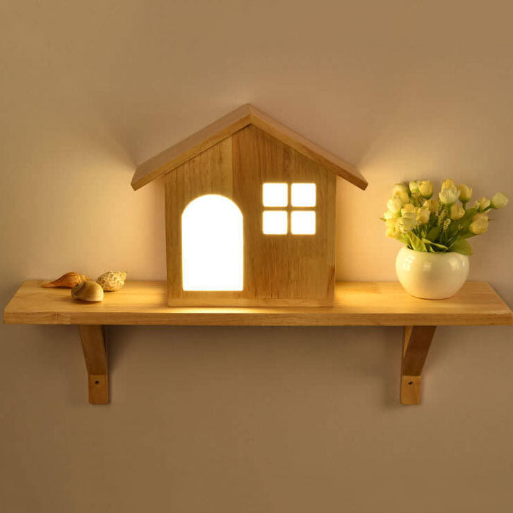 Modern Wooden Small House LED Japanese Decorative Wall Sconce Lamp