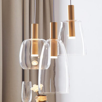 Minimalist Clear Glass Bell 1-Light LED Pendant Light