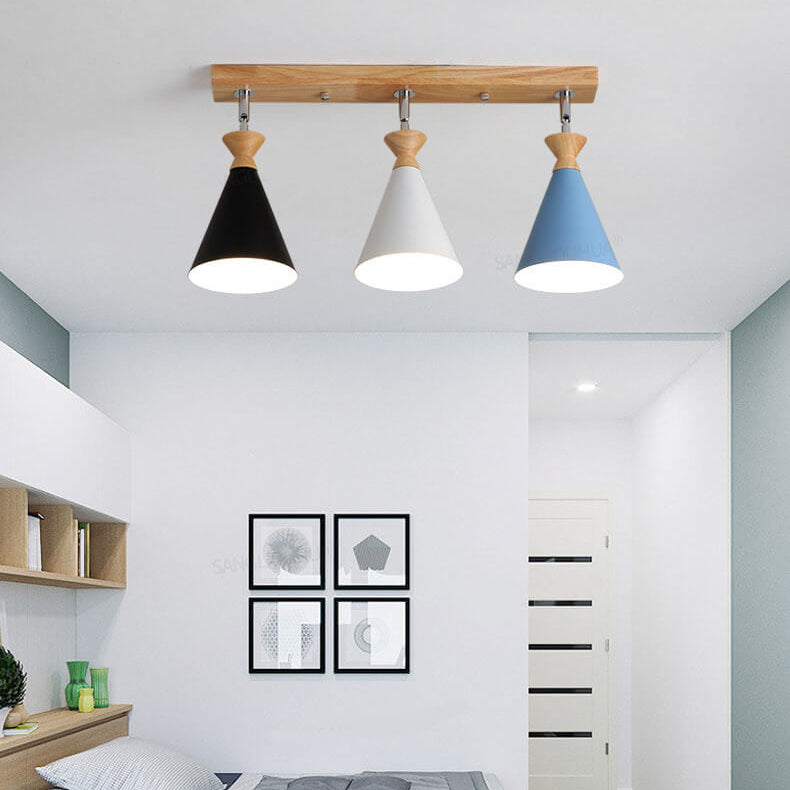 Macaron Cone Shade 3-Light Semi-Flush Mount Ceiling Light
