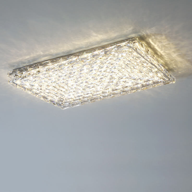 Modern Luxury Crystal Square LED Flush Mount Ceiling Light