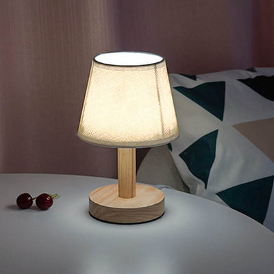Vintage Linen Drum Shade 1-Light LED Table Lamp
