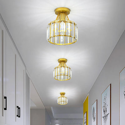 Modern Crystal Dome 1-Light Semi-Flush Mount Ceiling Light