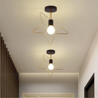 Nordic Creative Star Iron 1-Light Semi-Flush Mount Ceiling Light