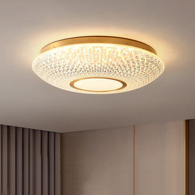 Modern Luxury Round Bowl Shaped Brass LED Flush Mount Ceiling Light