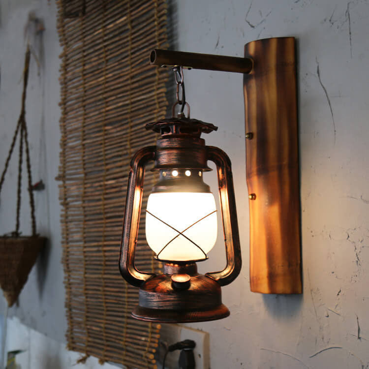 Vintage Horse Lantern Iron 1-Light Wall Sconce Lamp