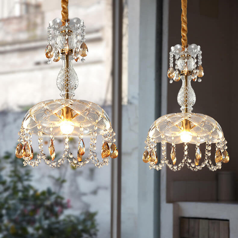 Moderne Luxus Kristall Hängedome 1-Licht Pendelleuchte 