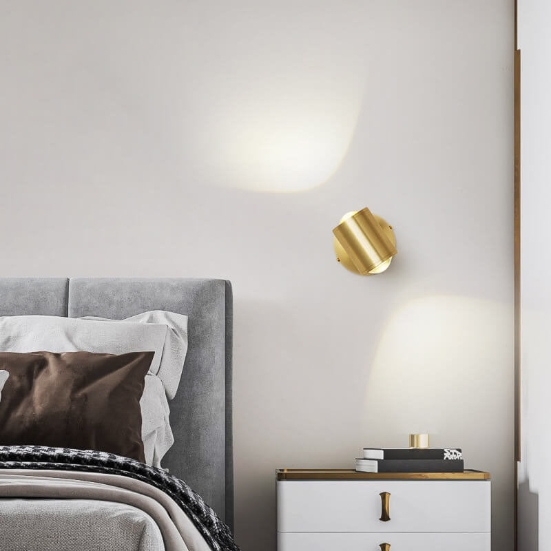 Modern Luxury Copper Cylindrical Mini LED Wall Sconce Lamp