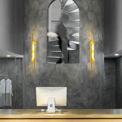 Modern Minimalist Golden Geometric 1-Light Wall Sconce Lamp