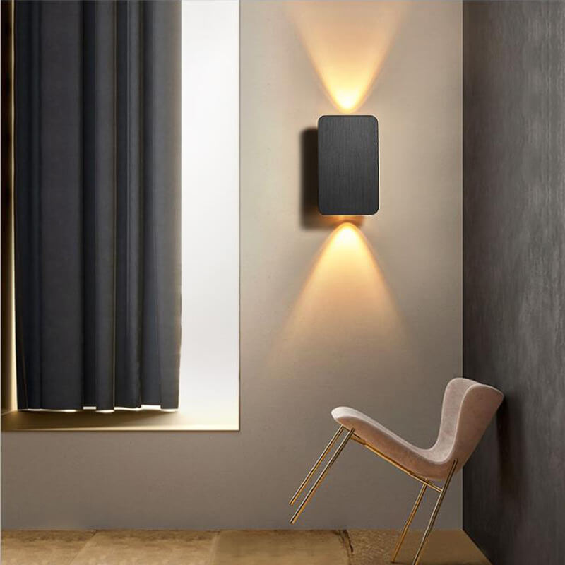 Nordic Minimalist Aluminum Rectangular Flat Panel 1-Light LED Wall Sconce Lamp