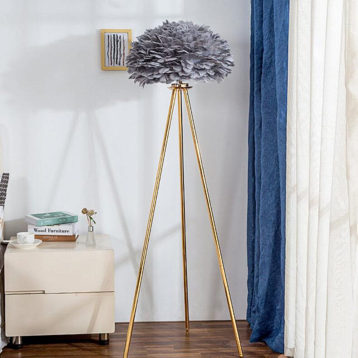 Lampe de sol moderne à globe à 1 lumière Feather 