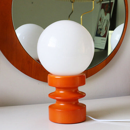Lámpara de mesa vintage de vidrio sólido naranja de 1 luz 