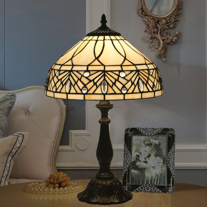 Tiffany Barock Tischlampe aus Edelsteinglas mit 1 Leuchte 