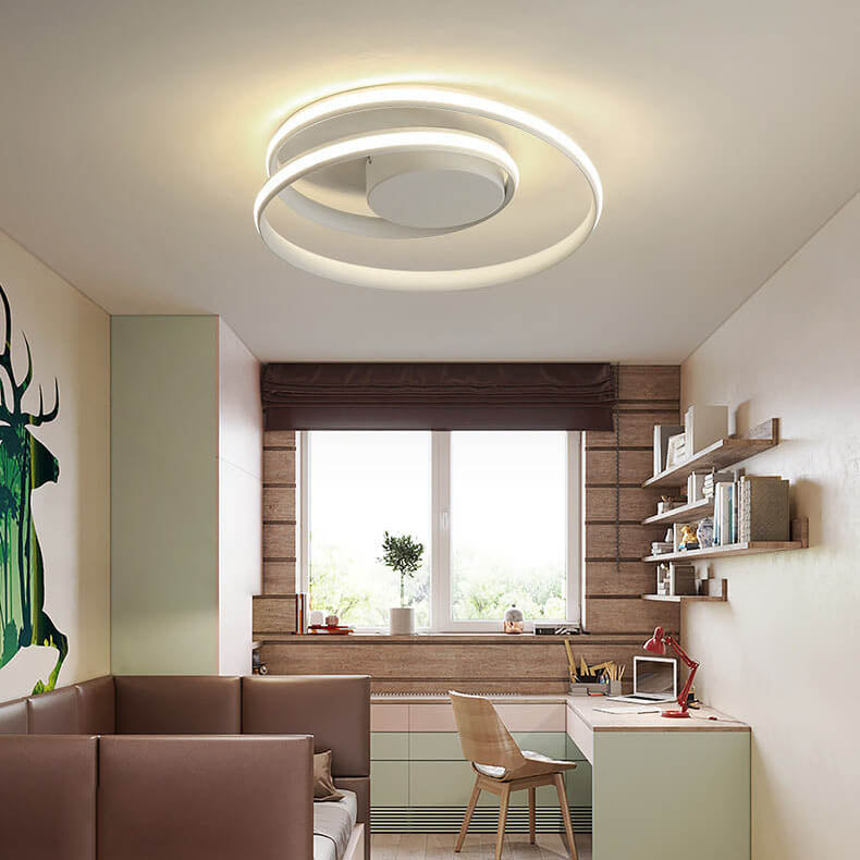 Modern Creative Circle Aluminum 1-Light LED Flush Mount Ceiling Light