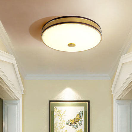 Retro Round Circle Iron  1-Light LED Flush Mount Ceiling Light