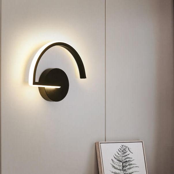 Lampe murale LED à 1 lumière en aluminium avec courbes minimalistes modernes 