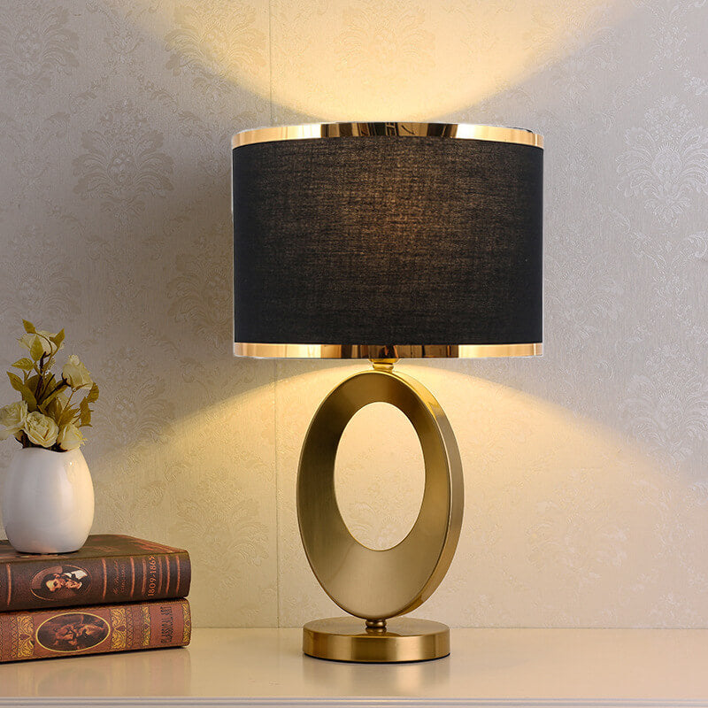 Moderner Luxusstoff-Ringfuß 1-Licht Tischlampe 