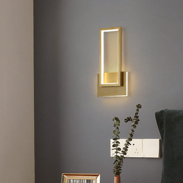 Modern Minimalist Gold Rectangular 1-Light LED Wall Sconce Lamp