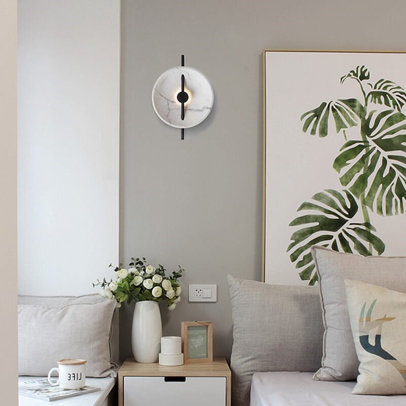 Minimalist Resin Marble Round LED Wall Sconce Lamp