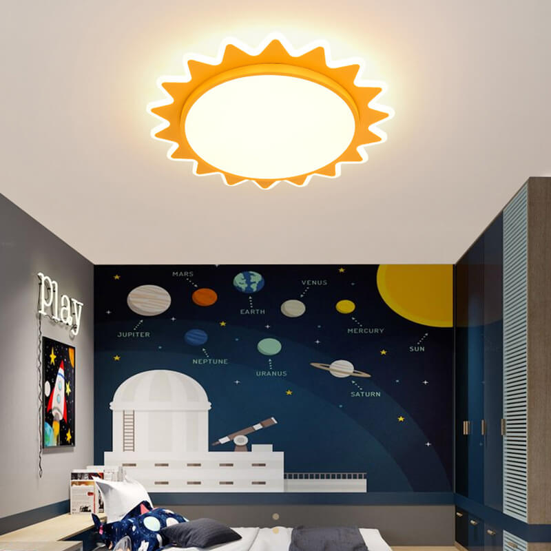 Creative Cartoon Sun Shaped LED Flush Mount Ceiling Light