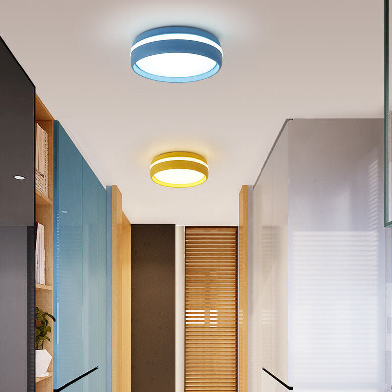 Creative Round Macaron Iron LED Flush Mount Ceiling Light