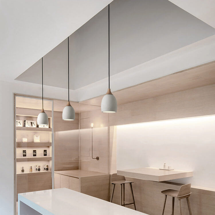 Suspension Luminaire Minimaliste en Dôme de Ciment à 1 Lumière 