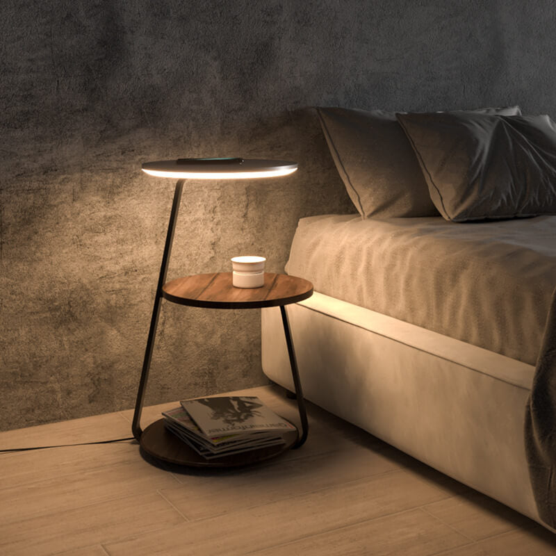 Modern Minimalist Column Storage Shelf Wireless Charging LED One Floor Lamp